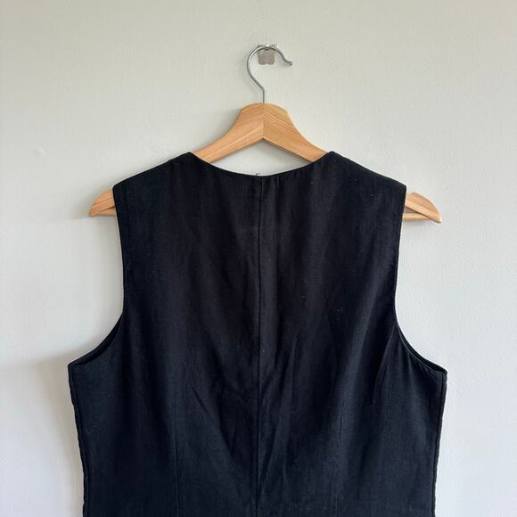 Abercrombie And Fitch Mara Linen-Blend V-Neck Vest Mini Dress Black MT - Picture 6 of 8